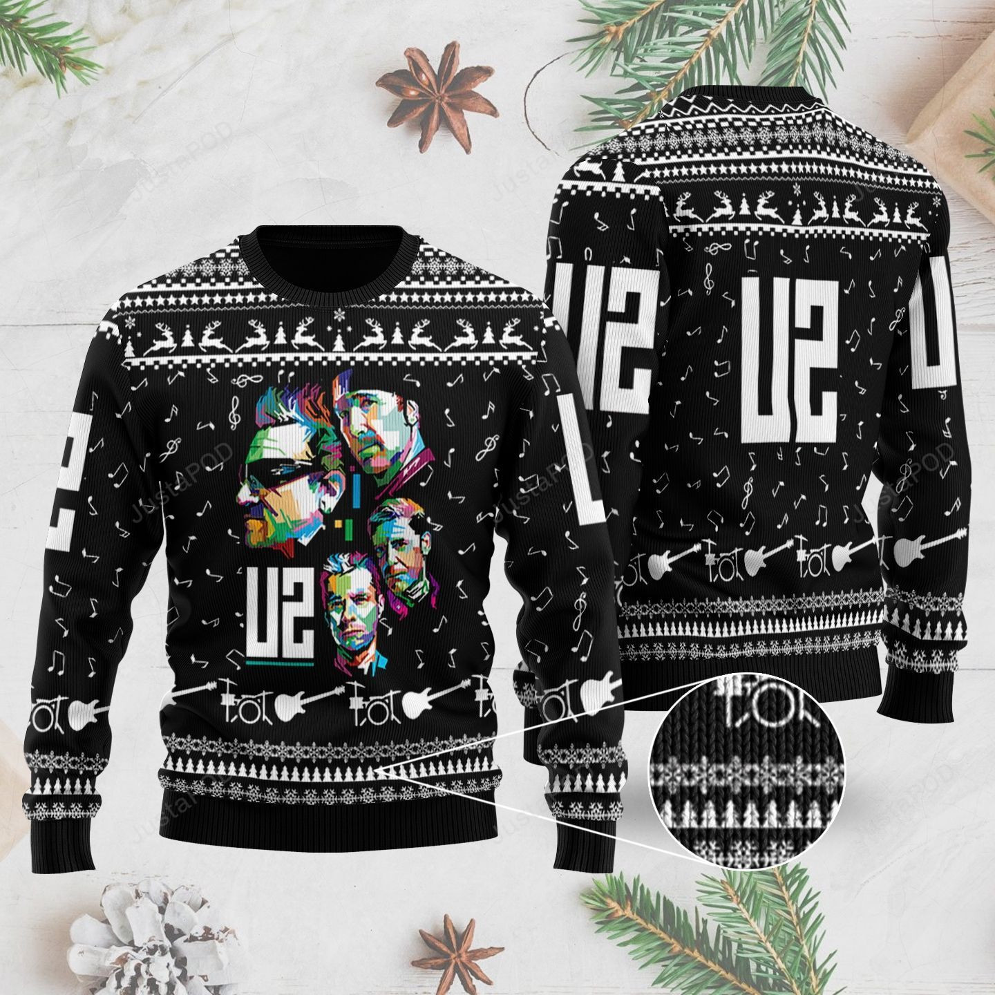 U2 Band 3D Ugly Christmas Sweater Adult 3D Funny Matching for family