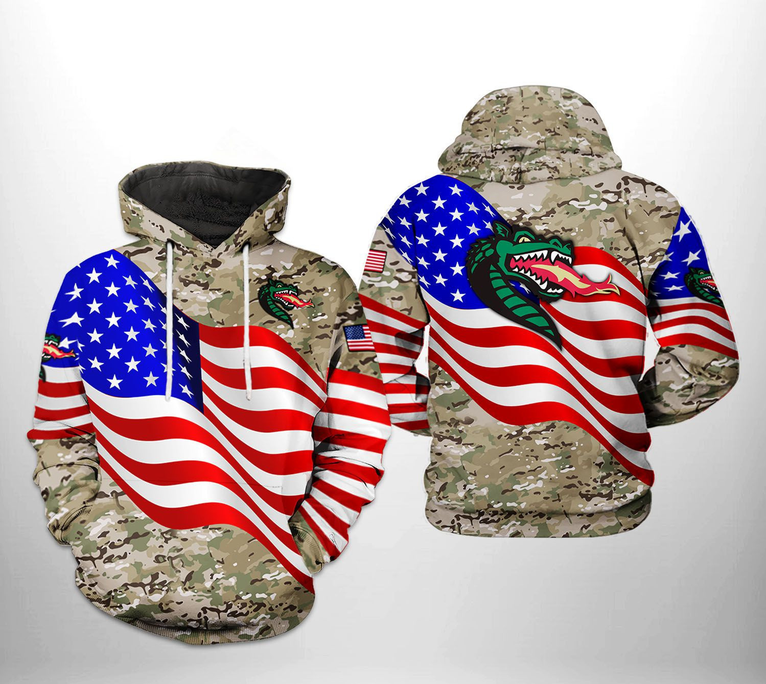 UAB Blazers NCAA US Flag Camo Veteran 3D All Over Print Hoodie, Zip Hoodie