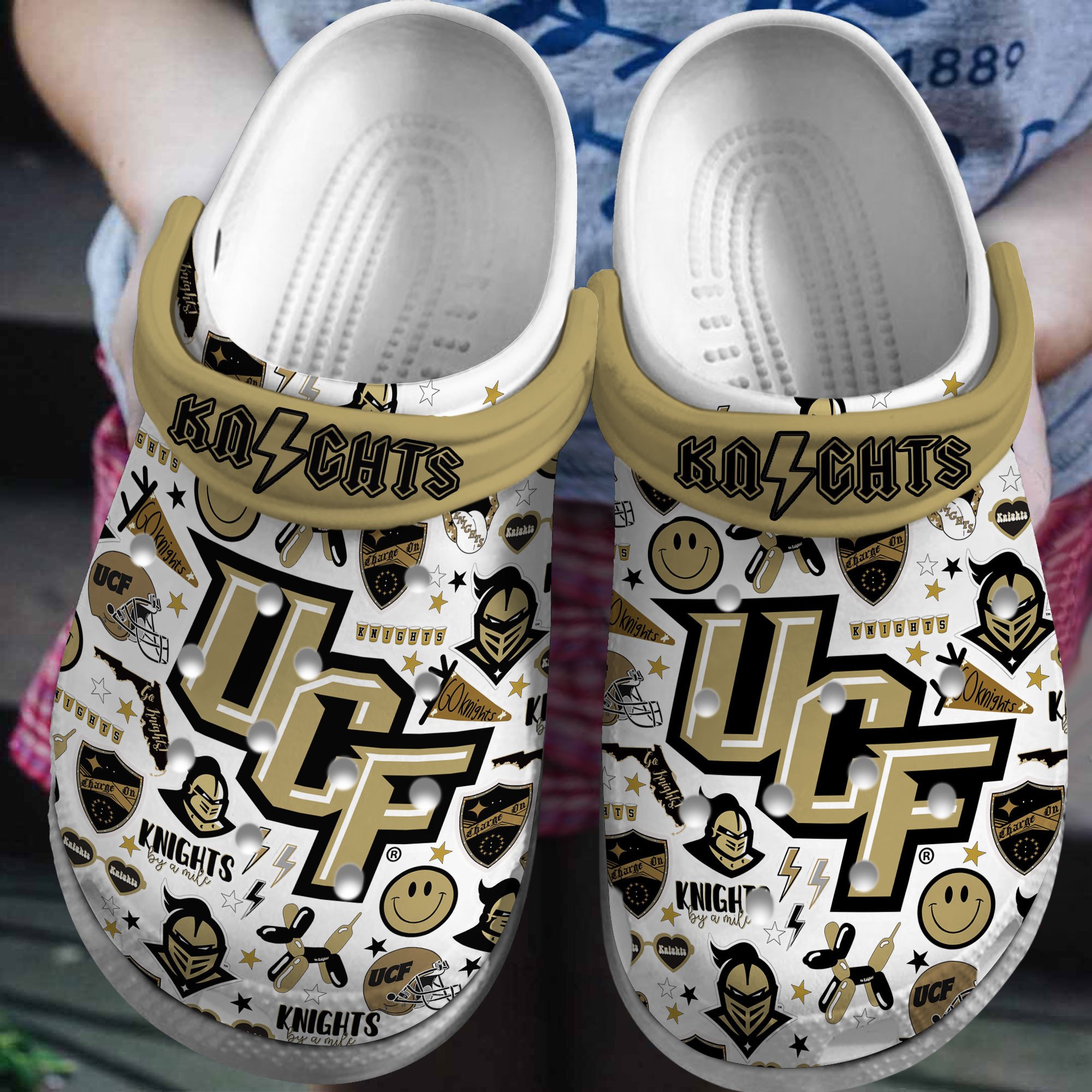 UCF Knights NCAA Sport Crocs Crocband Clogs Shoes Comfortable For Men Women and Kids