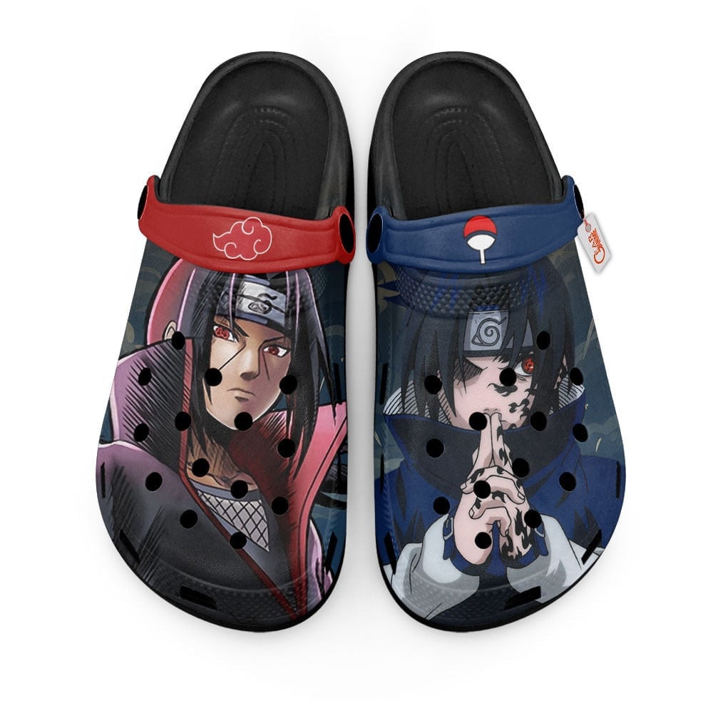 Uchiha Sasuke and Itachi Uchiha Naruto Shippuden Anime Crocs Crocband Clogs Shoes Comfortable For Men Women and Kids