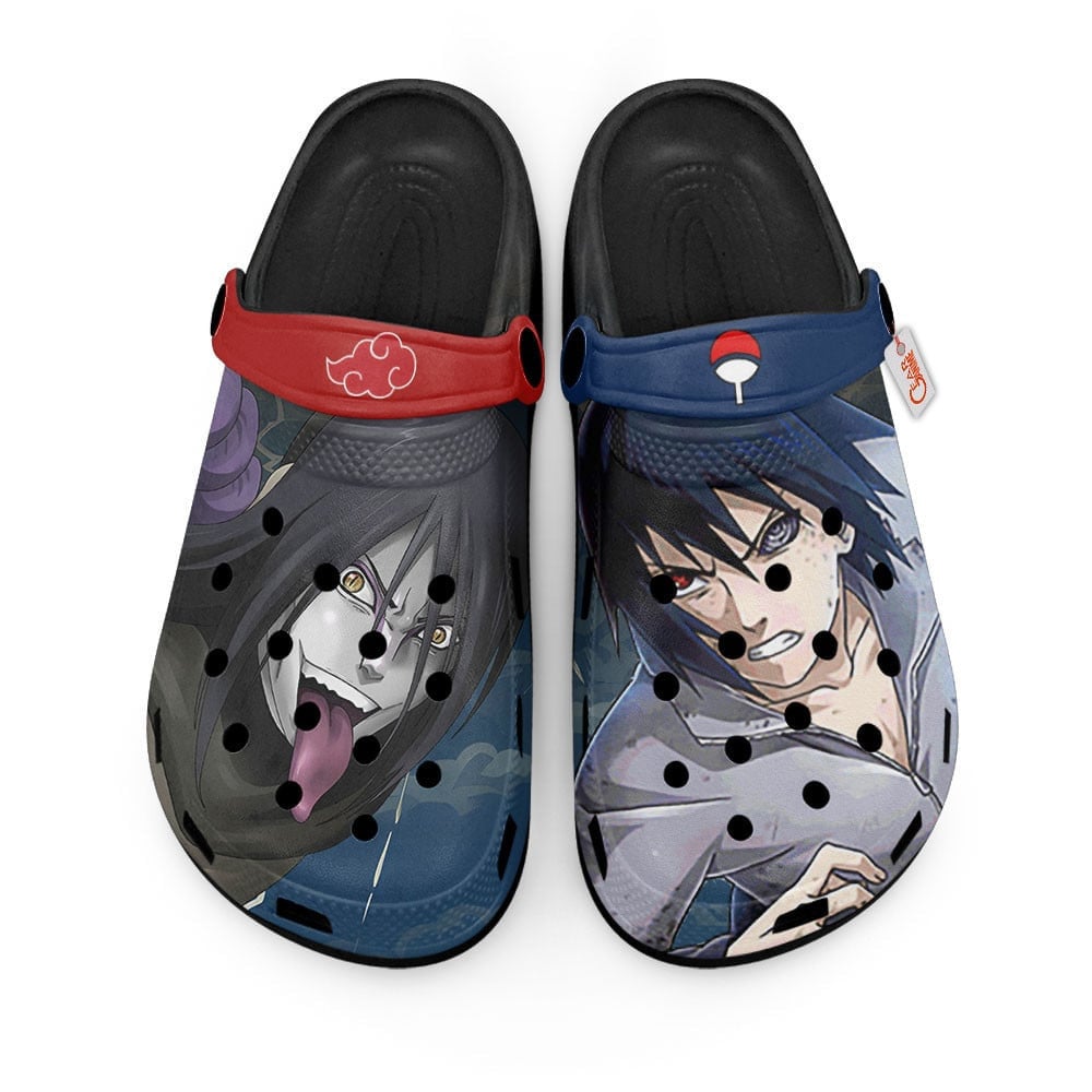 Uchiha Sasuke and Orochimaru Naruto Shippuden Anime Crocs Crocband Clogs Shoes Comfortable For Men Women and Kids