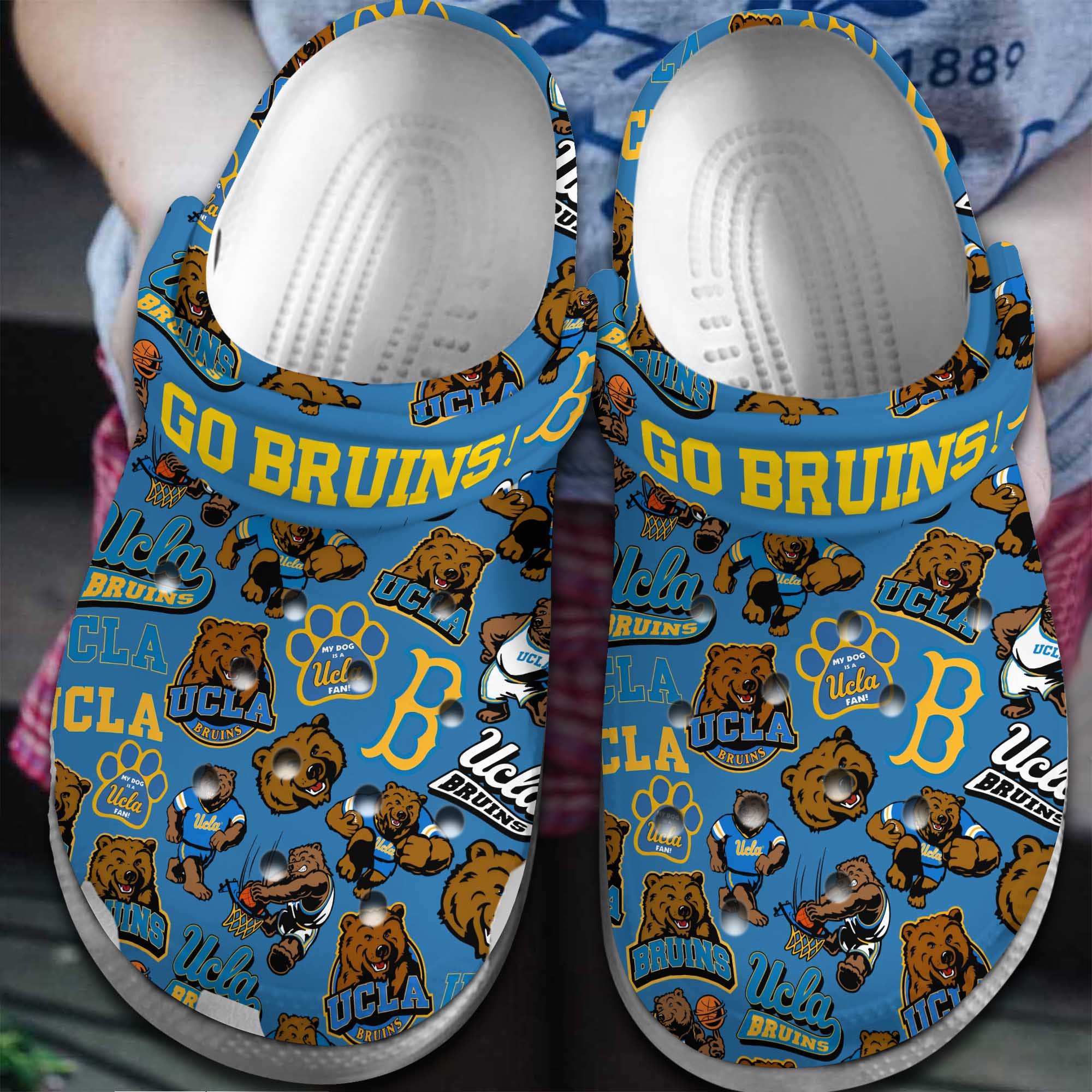 Ucla Bruins NCAA Sport Crocs Crocband Clogs Shoes Comfortable For Men Women and Kids