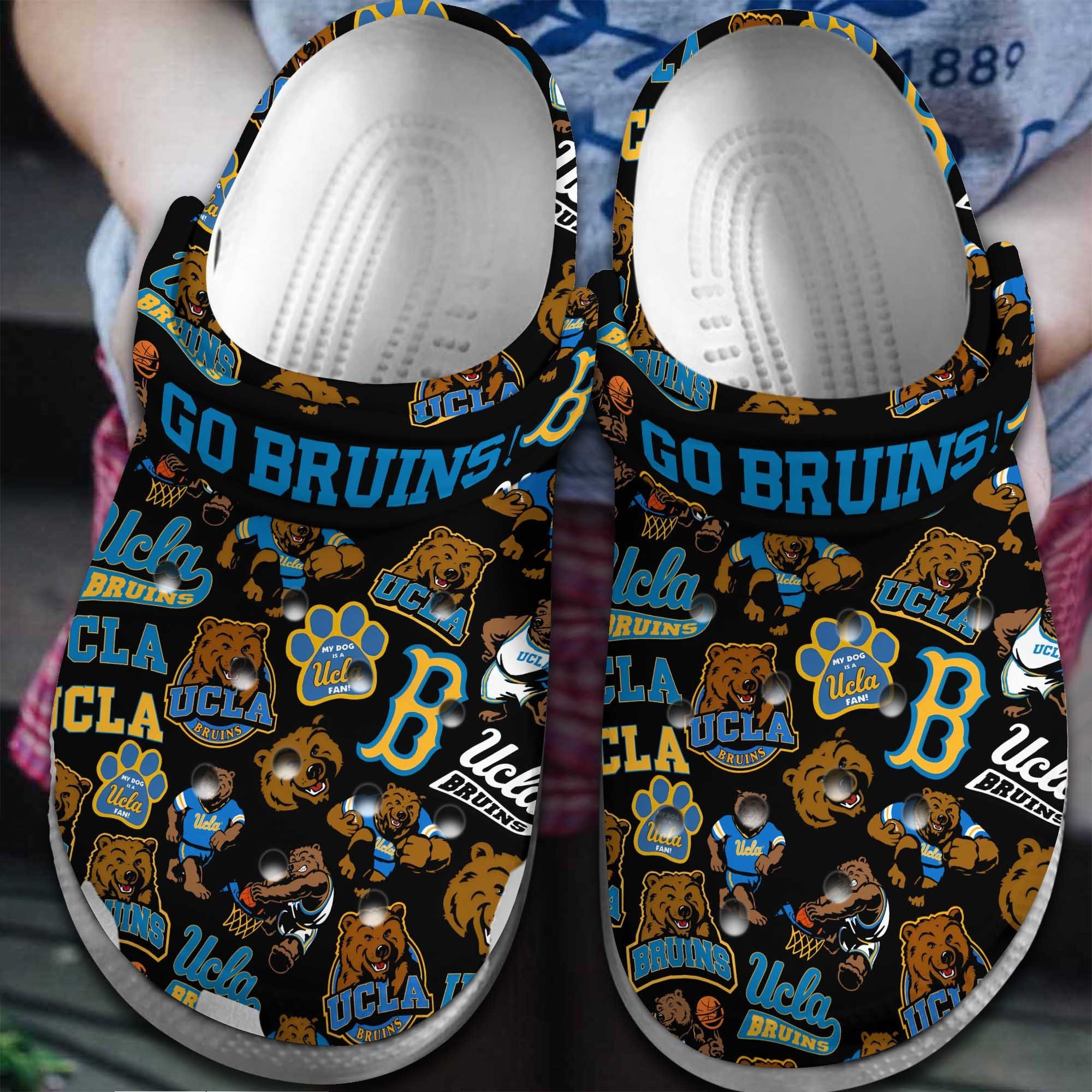 Ucla Bruins NCAA Sport Crocs Crocband Clogs Shoes Comfortable For Men Women and Kids