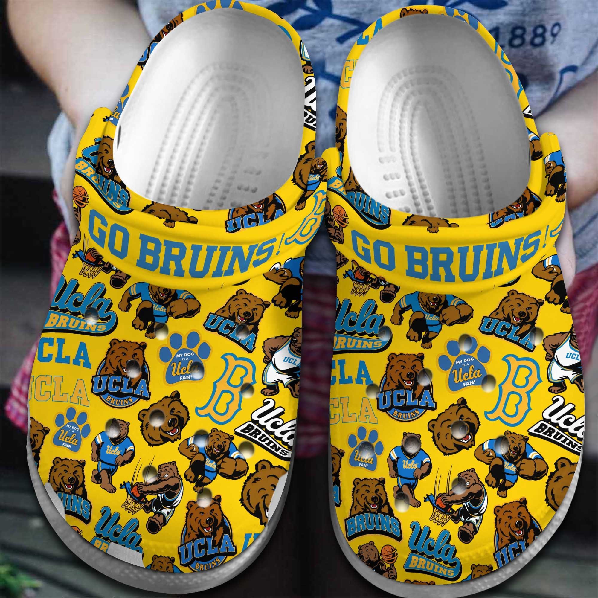 Ucla Bruins NCAA Sport Crocs Crocband Clogs Shoes Comfortable For Men Women and Kids