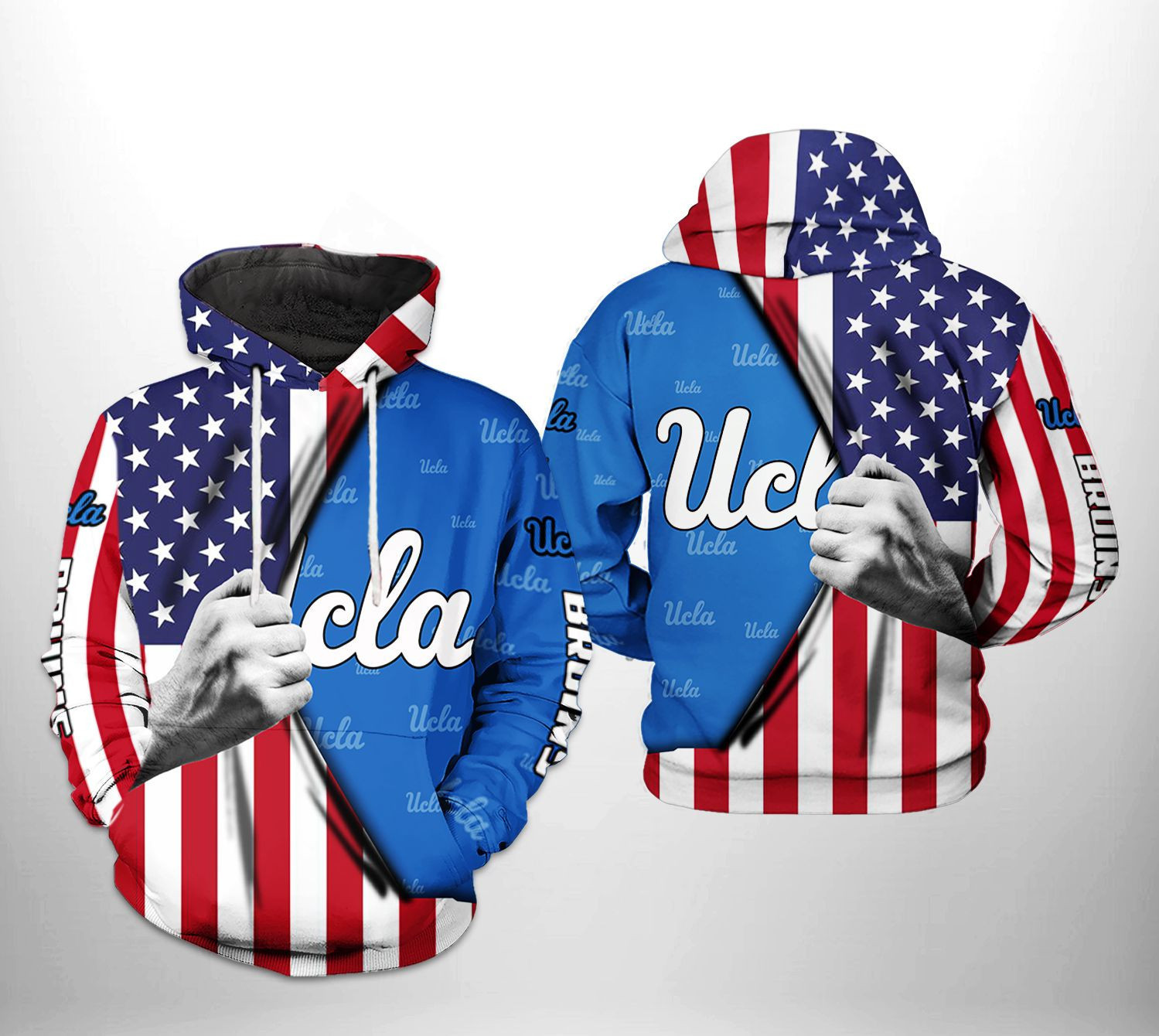 Ucla Bruins NCAA US Flag 3D All Over Print Hoodie, Zip Hoodie