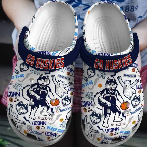 Uconn Huskies NCAA Sport Crocs Crocband Clogs Shoes Comfortable For Men Women and Kids