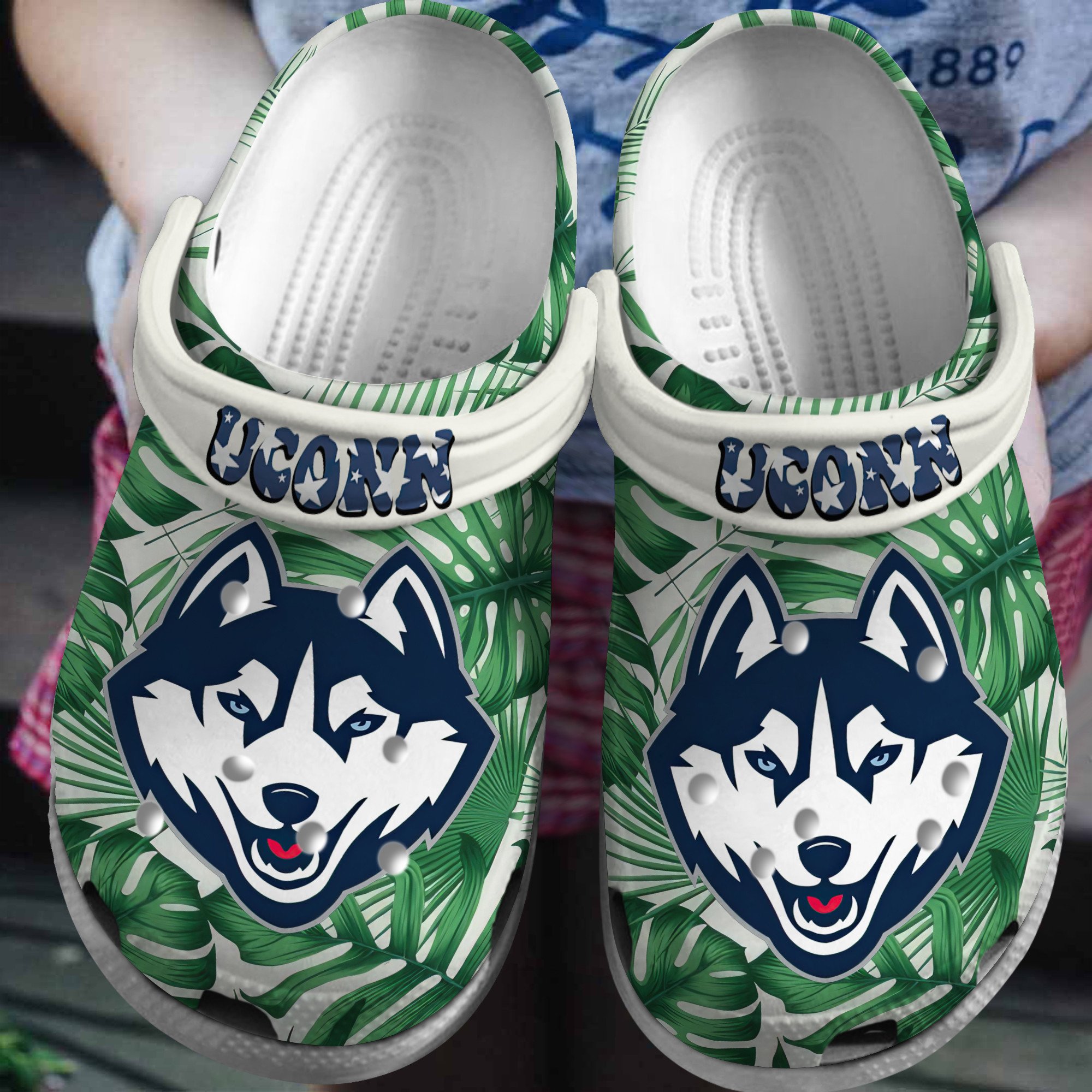 Uconn Huskies NCAA Sport Crocs Crocband Clogs Shoes Comfortable For Men Women and Kids