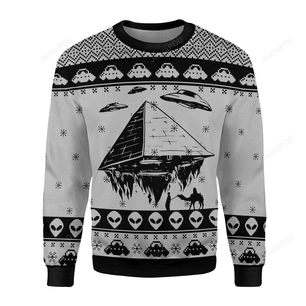 Ufo Over The Pyramid Ancient Aliens Ugly Christmas Sweater Adult 3D Funny Matching for family