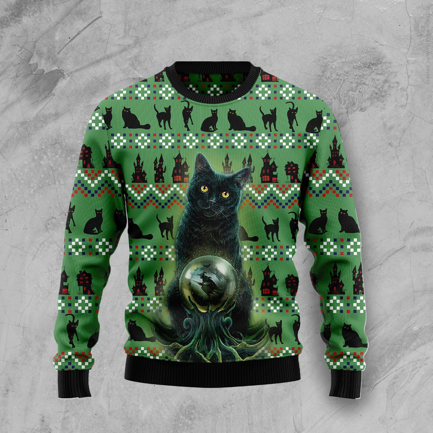 Ugly Black Cat Ugly Christmas Sweater Adult 3D Funny Matching for family