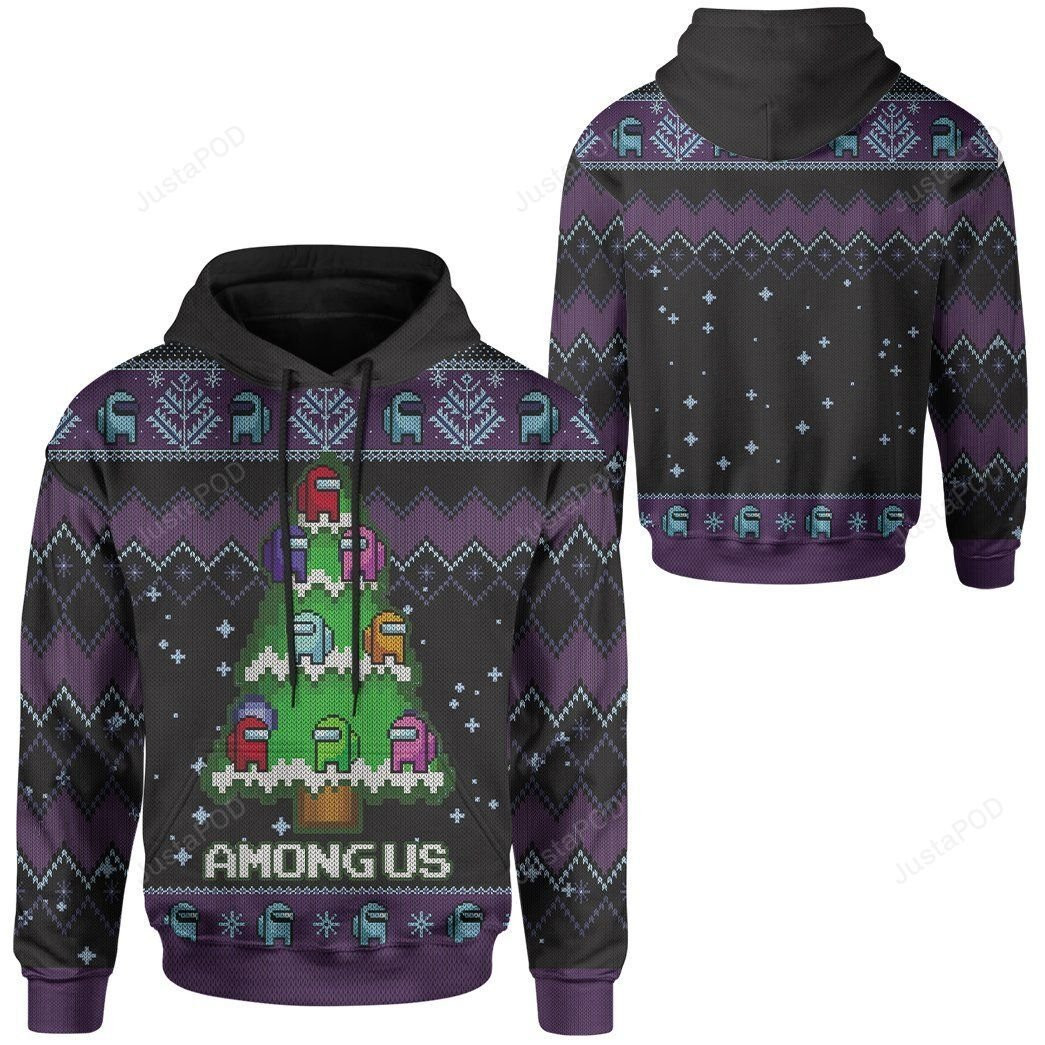 Ugly Christmas Among Us Tree For Game Lovers Ugly Christmas Sweater Adult 3D Funny Matching for family