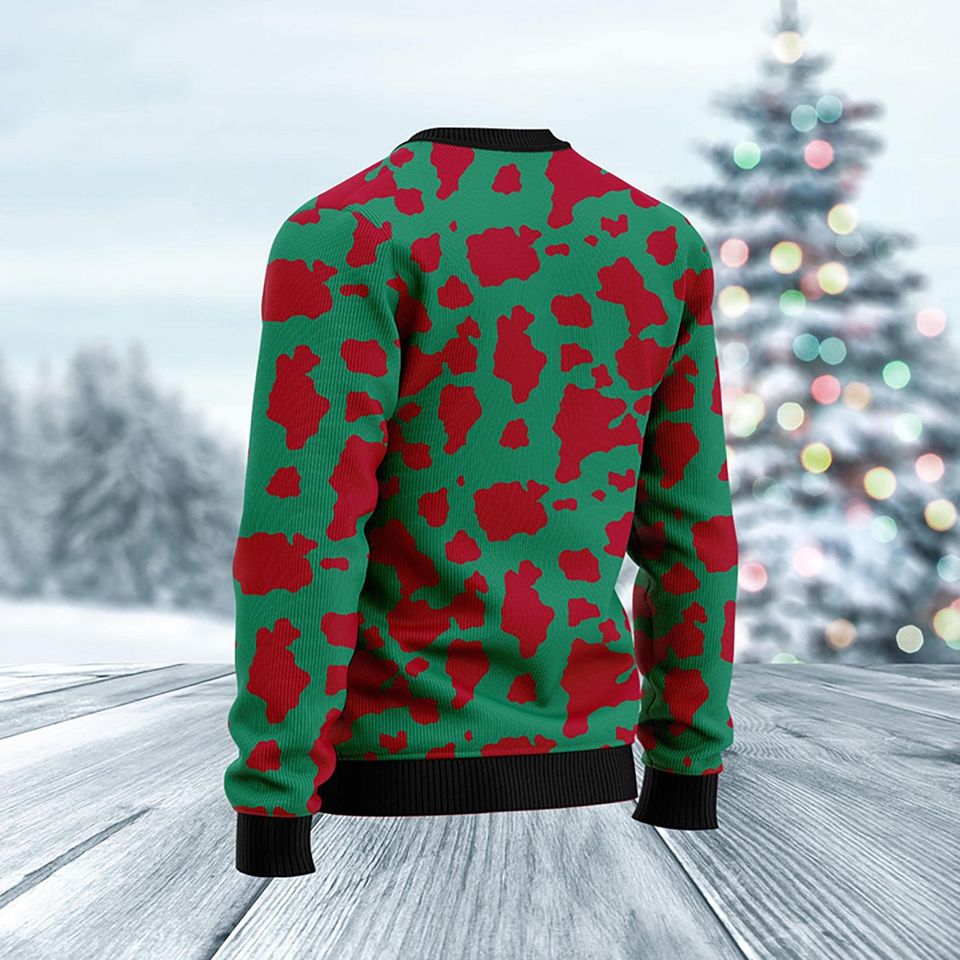 Ugly Christmas Cow Sweater, Easily Distracted by Cows Funny Holiday Pullover for Farmers, Ranch Lovers & Country Christmas Outfit - Image 4
