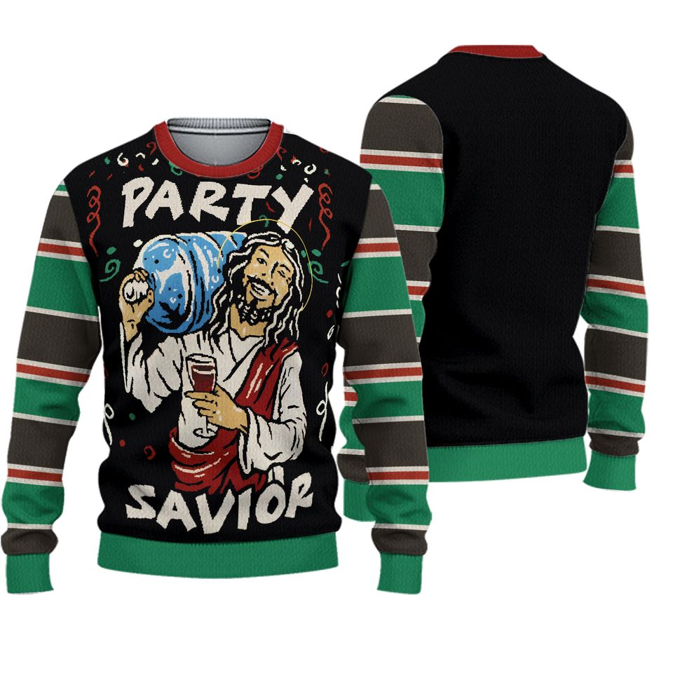 Ugly Christmas Party Sweater Unisex Jesus Party Savior