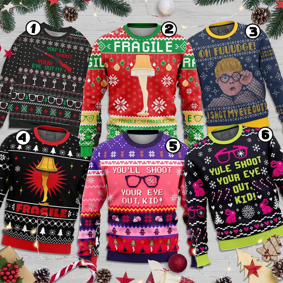 Ugly Christmas Sweater - A Christmas Story 'Yule Shoot Your Eye Out'