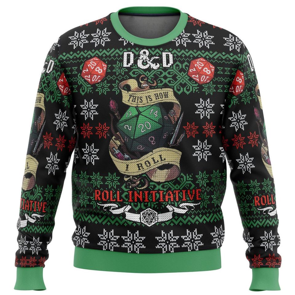 Ugly Christmas Sweater, Dungeons and Dragons, D&D Roll Initiative