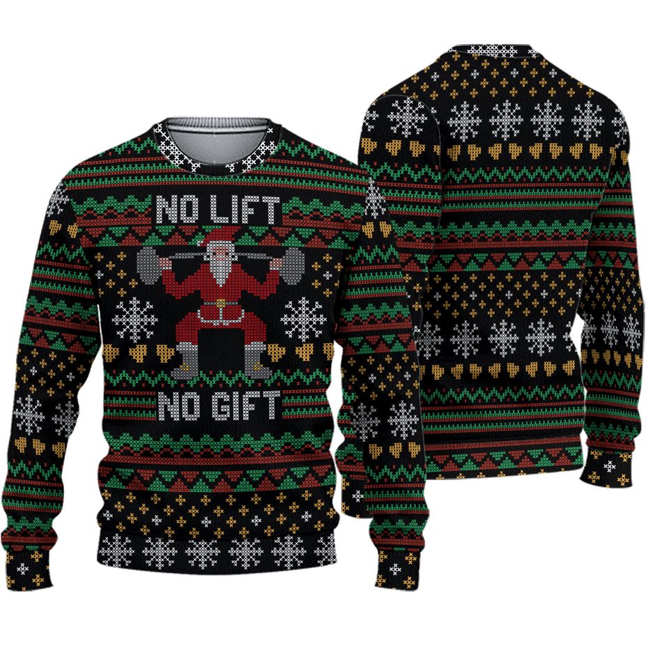Ugly Christmas Sweater for Weightlifters, Santa Gym rat