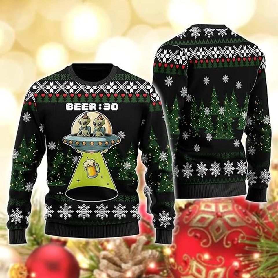 Ugly Christmas Sweater For Women, Alien Mens Funny Ugly Sweater
