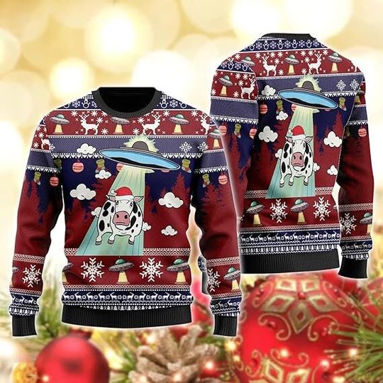 Ugly Christmas Sweater For Women, Alien Mens Funny Ugly Sweater - Image 6