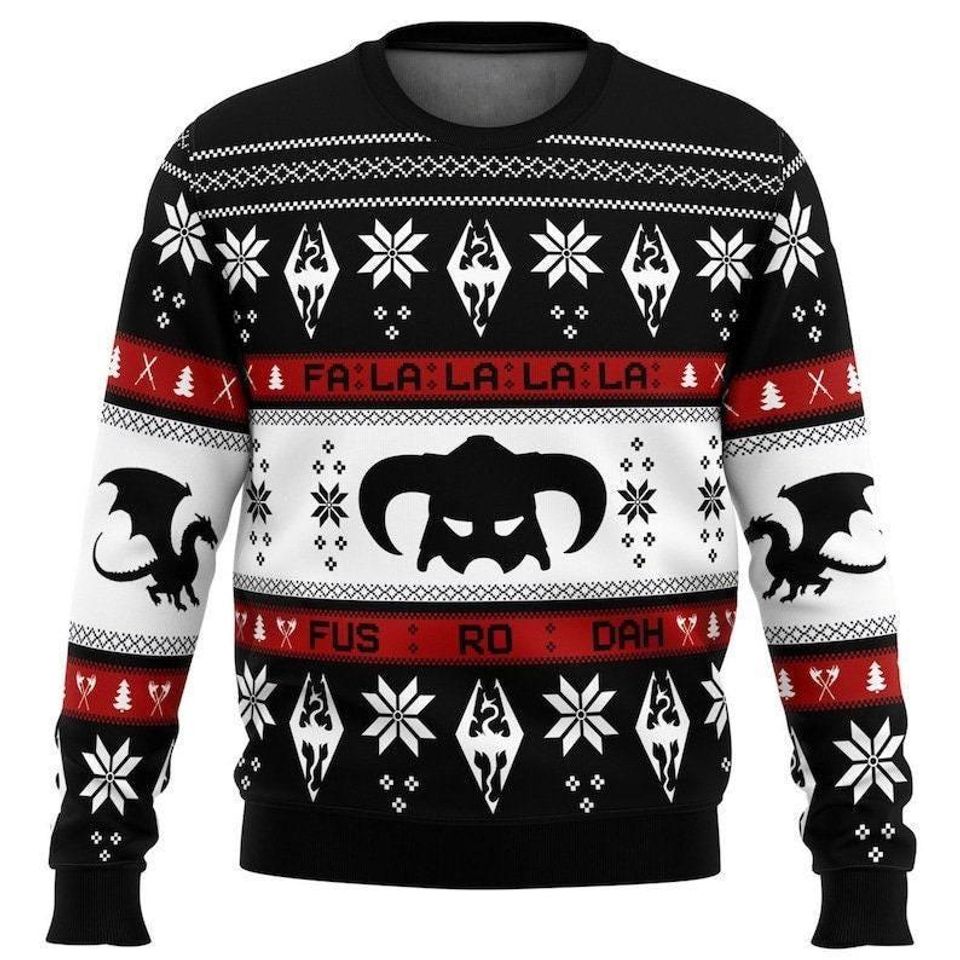Ugly Christmas Sweater, Gamer Shirt, Skyrim Dragon, Video Game Gifts