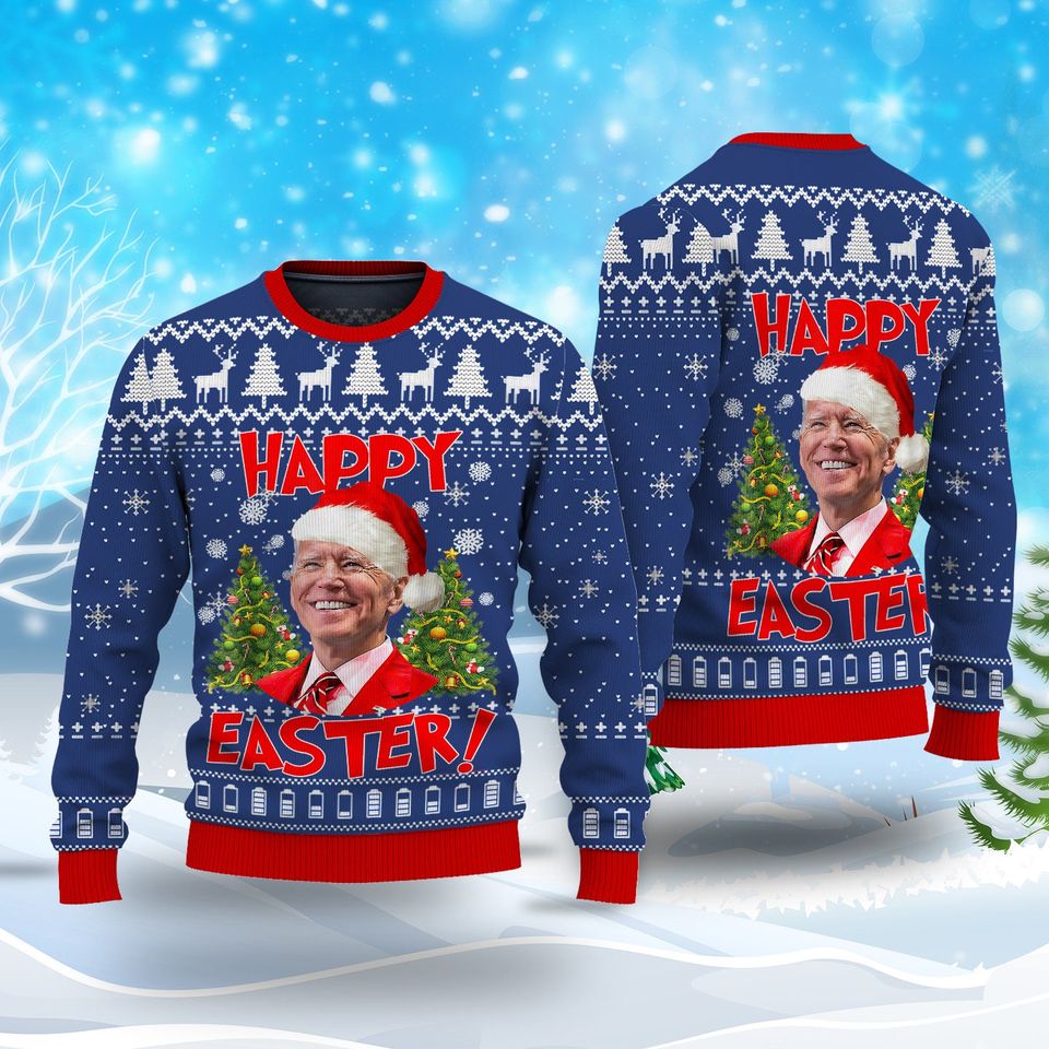 Ugly Christmas Sweater Happy Easter Joe Biden, Biden Xmas Sweater