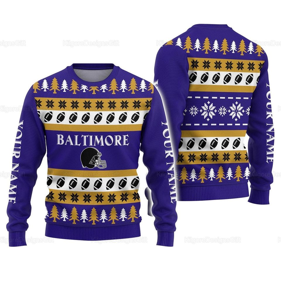 Ugly Christmas Sweater Men, Personalized Baltimore Christmas Sweater