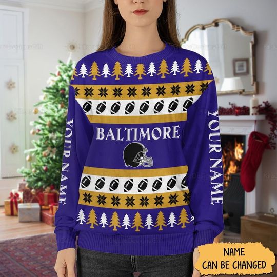 Ugly Christmas Sweater Men, Personalized Baltimore Christmas Sweater - Image 9