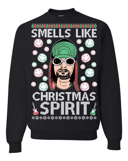 Ugly Christmas Sweater Smells Like Christmas Spirit Unisex Sweatshirt - Image 4
