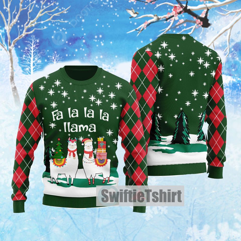 Ugly Christmas Sweater with Llama Face Design - Image 4