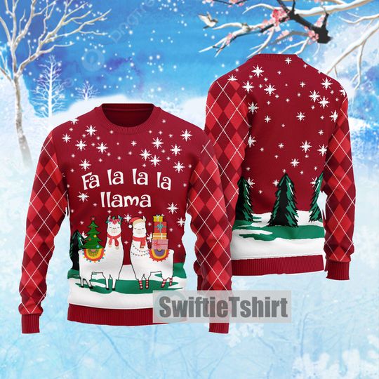 Ugly Christmas Sweater with Llama Face Design - Image 9
