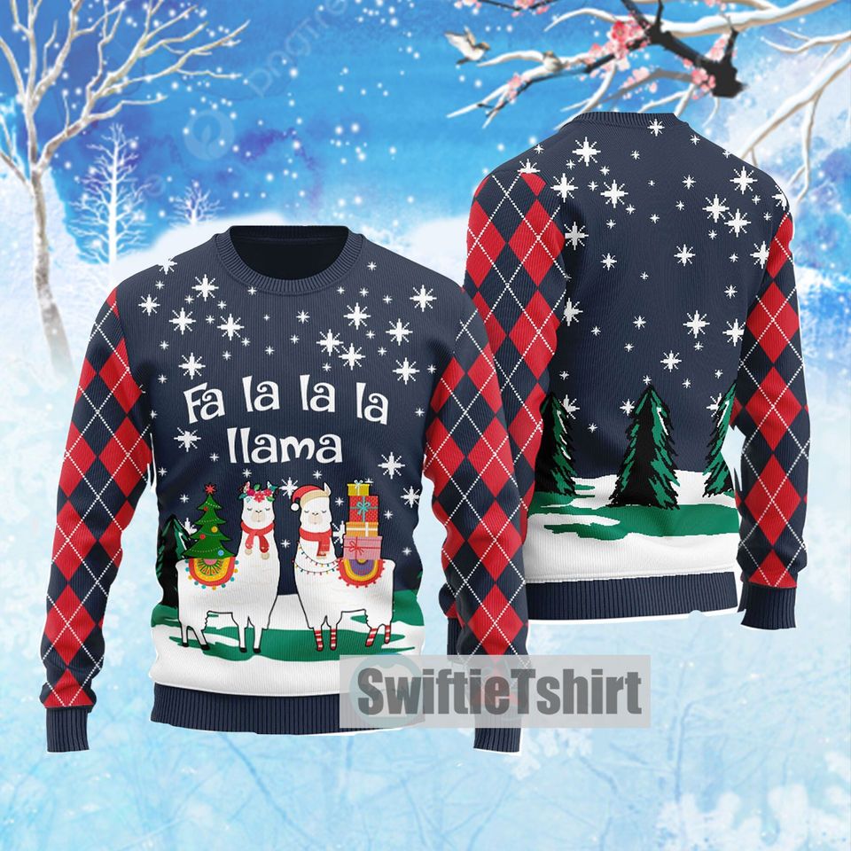 Ugly Christmas Sweater with Llama Face Design - Image 5