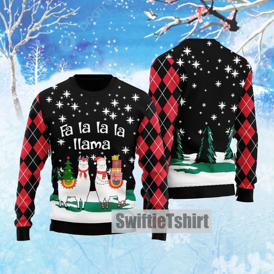 Ugly Christmas Sweater with Llama Face Design - Image 7