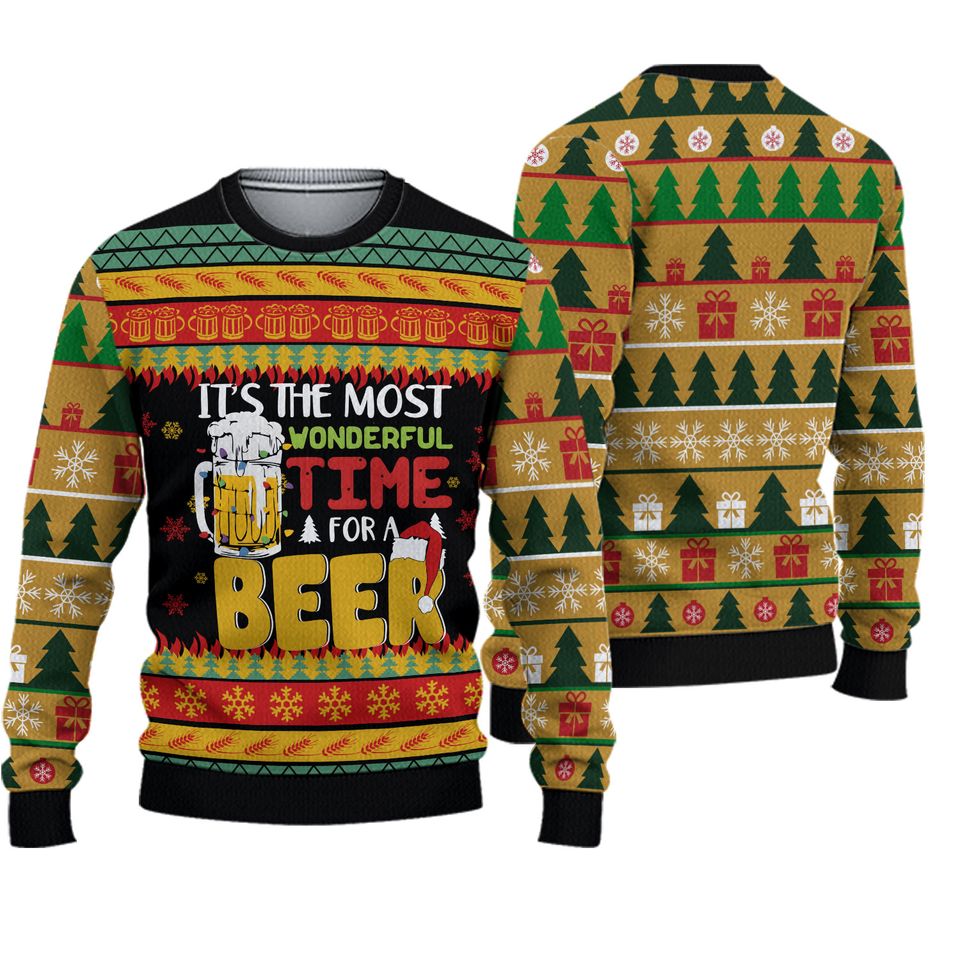 Ugly Christmas Sweatshirt, Christmas Beer Cheer Sweaters