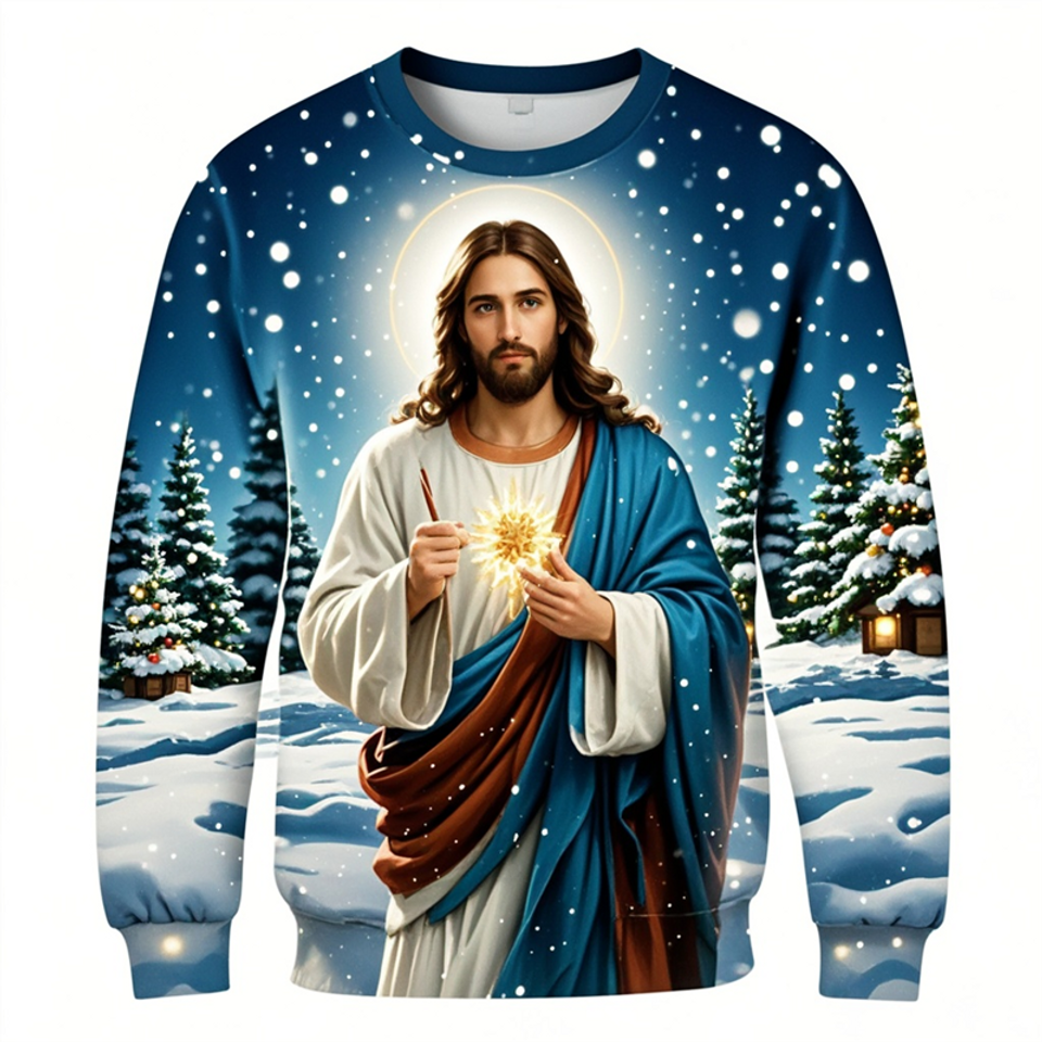 Ugly Christmas Sweatshirt, Jesus 3D Print Sweatshirt