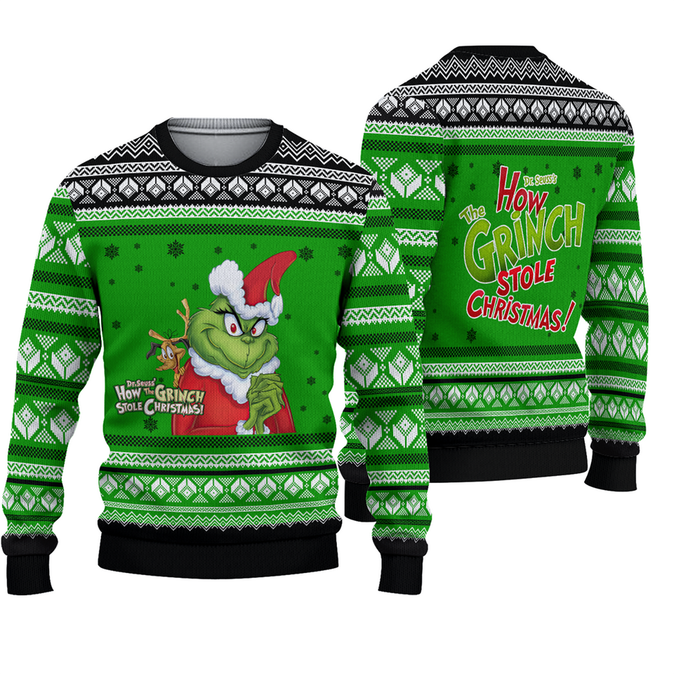 Ugly funny character Christmas Sweater Seuss Geisel How