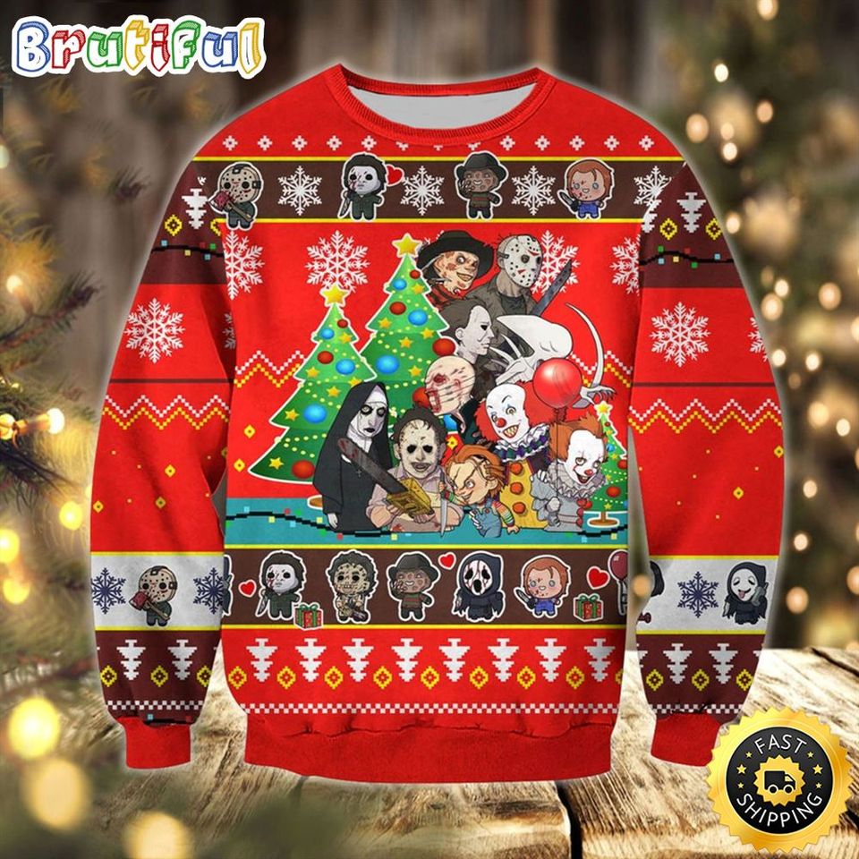 Ugly Horror Character Sweater Friends Halloween Christmas Gift