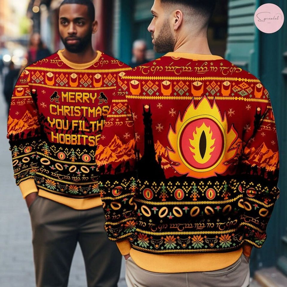 Ugly Sweater You Filthy Hobbitses Christmas Gifts,Lotr Ugly Knitted Christmas Sweater