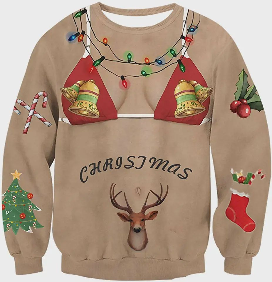 Uideazone Men Women Funny Ugly Christmas Sweater Adult 3D Funny Matching for family