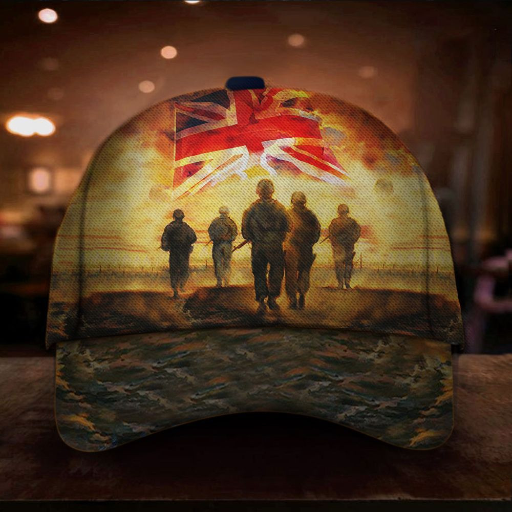 Uk Flag God Blessed Our Troops Hat Honor Veterans Remembrance Day Patriotic Cap Trucker Hats Custom Hats Gifts For Men & Women