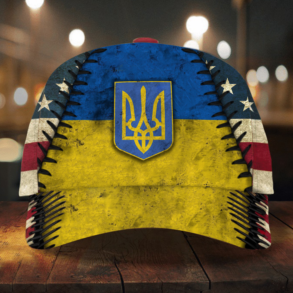 Ukraine American Flag Hat Old Vintage Trident Ukraine Ukrainian Merch Trucker Hats Custom Hats Gifts For Men & Women