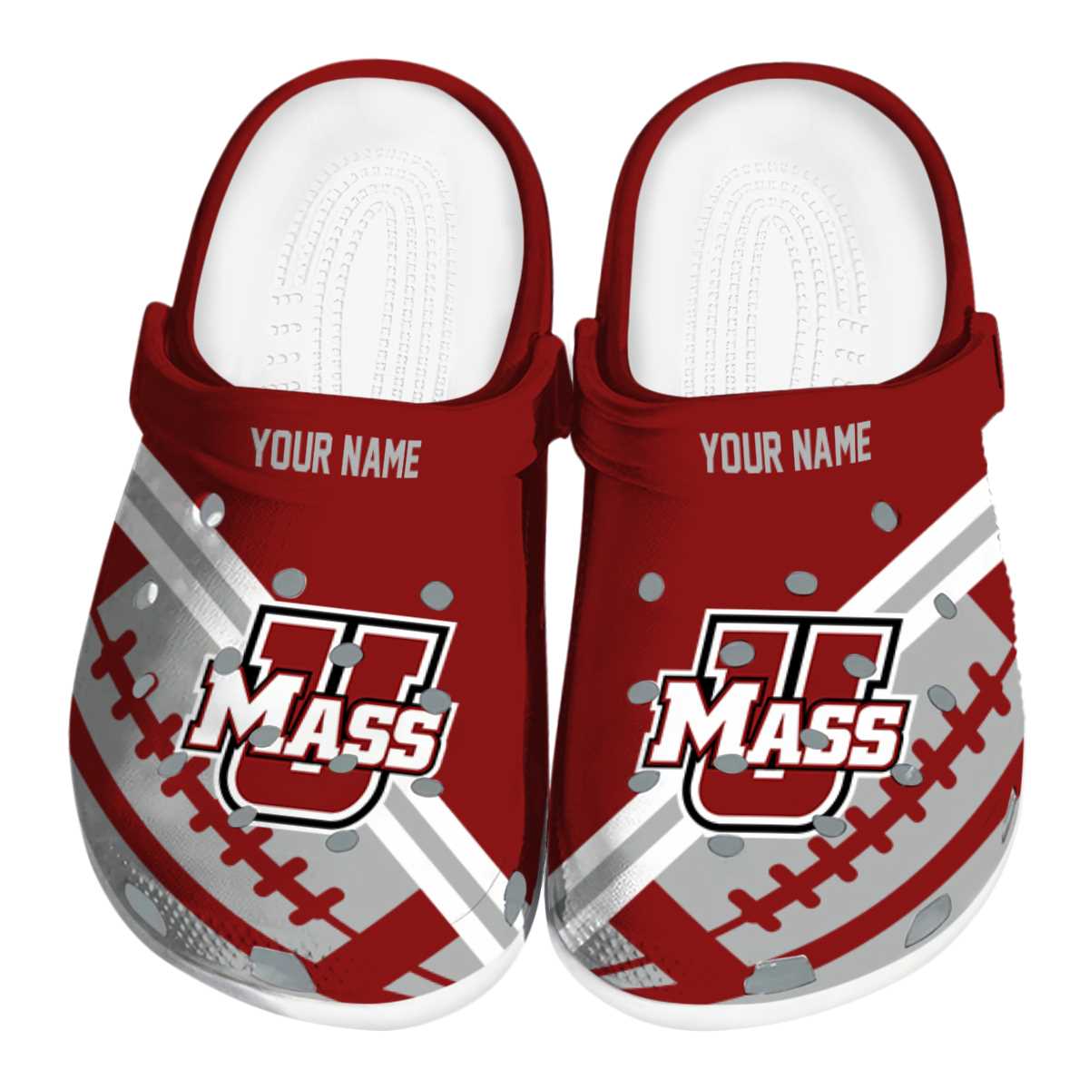 UMass Minutemen football NCAA Sport Crocs Crocband Clogs Shoes Comfortable For Men Women and Kids