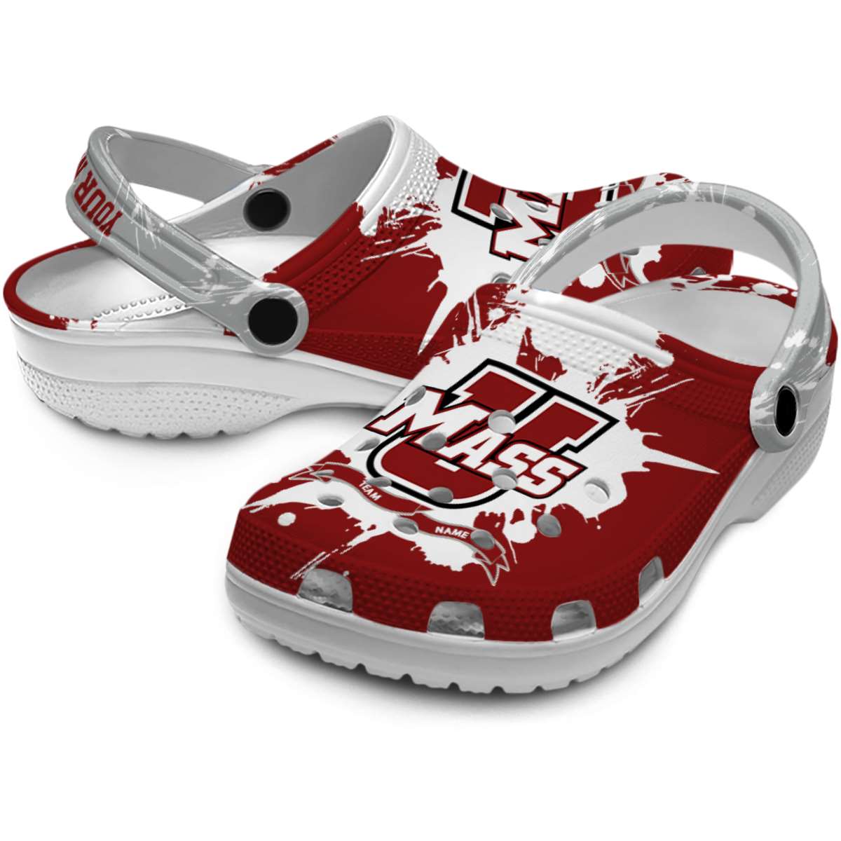 UMass Minutemen NCAA Sport Crocs Crocband Clogs Shoes Comfortable For Men Women and Kids - Image 3