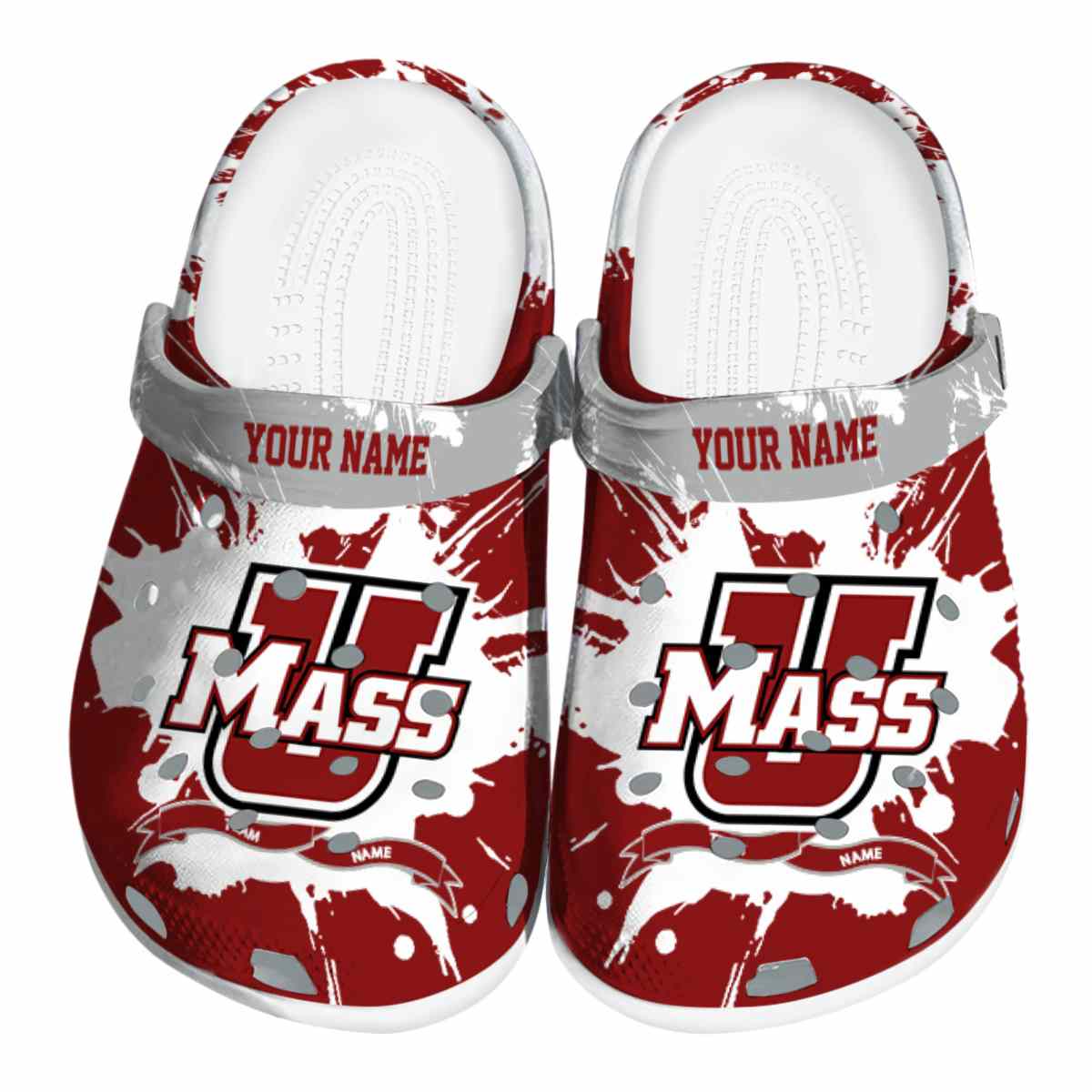 UMass Minutemen NCAA Sport Crocs Crocband Clogs Shoes Comfortable For Men Women and Kids