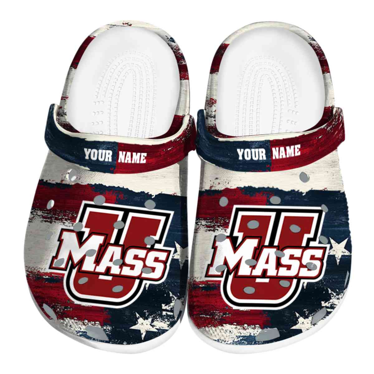 UMass Minutemen NCAA Sport Crocs Crocband Clogs Shoes Comfortable For Men Women and Kids