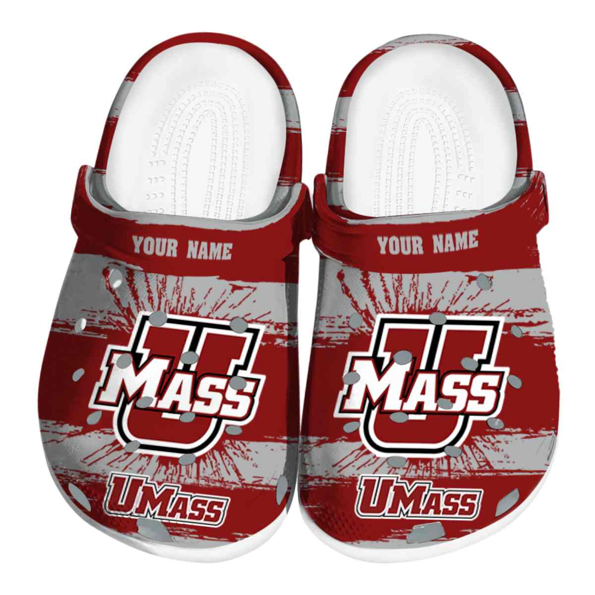UMass Minutemen NCAA Sport Crocs Crocband Clogs Shoes Comfortable For Men Women and Kids
