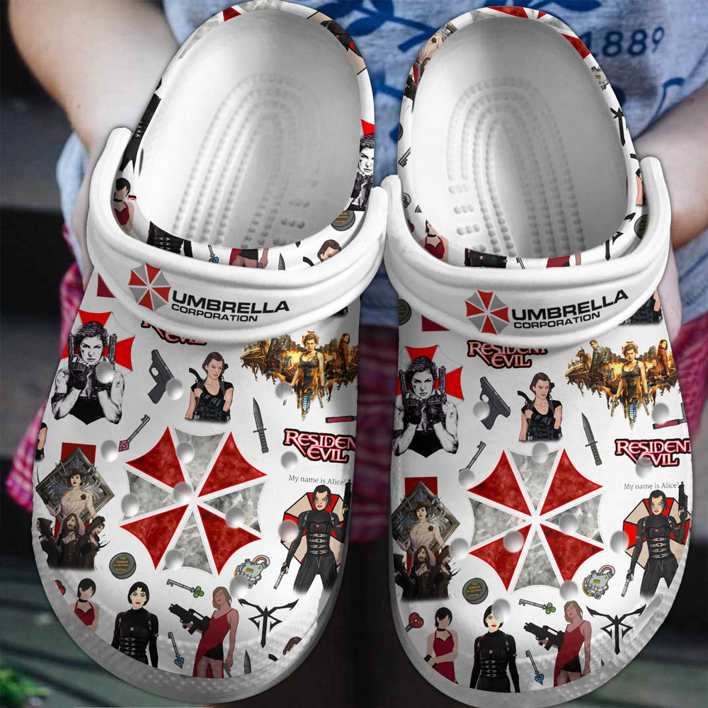 Umbrella Corporation Resident Evil Movie Crocs Crocband Clogs Shoes Comfortable For Men Women and Kids