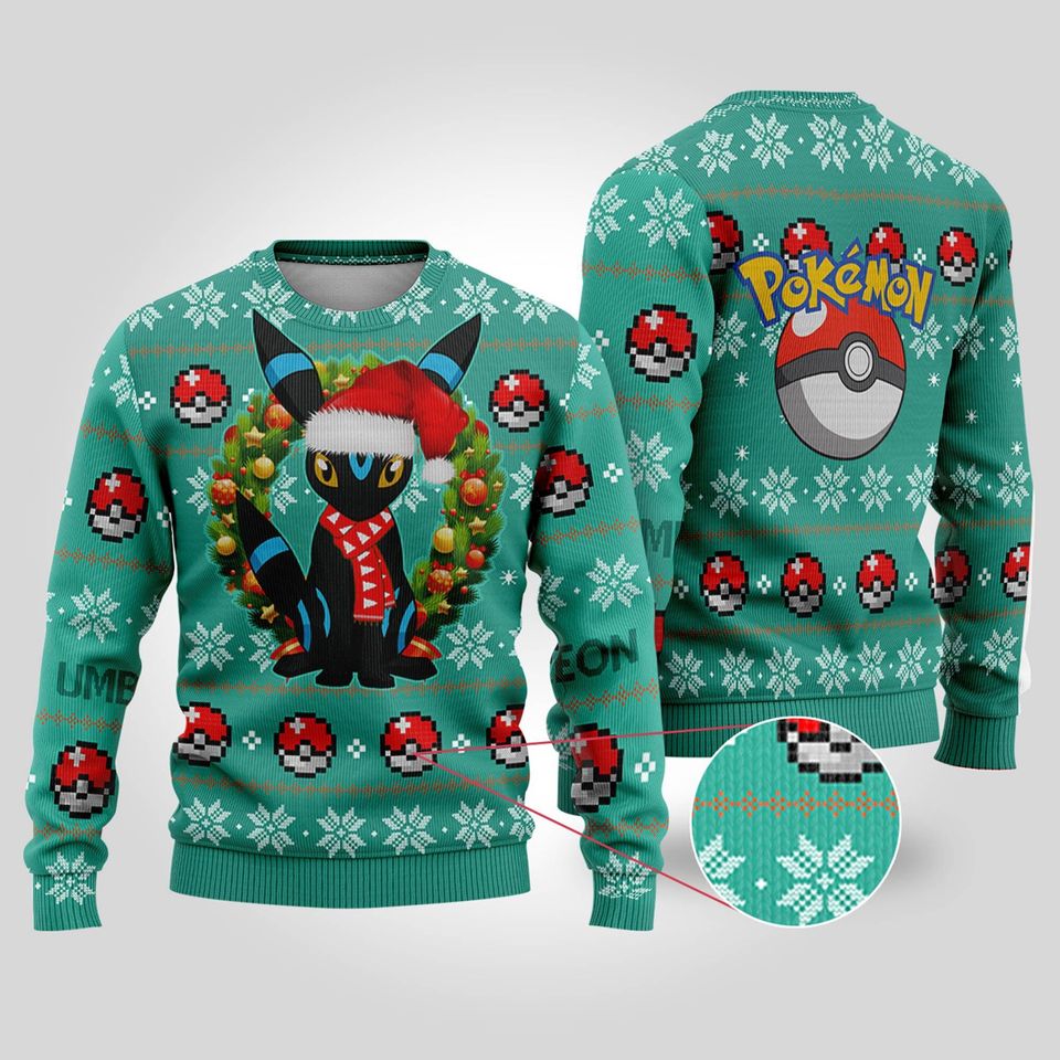 Umbreon PKM Christmas Ugly Sweater, Anime Ugly Sweater