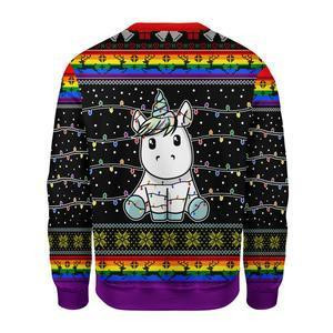 Unicorn Christmas Tree Ugly Christmas Sweater Adult 3D Funny Matching for family - Image 2