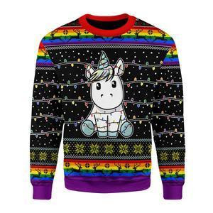 Unicorn Christmas Tree Ugly Christmas Sweater Adult 3D Funny Matching for family
