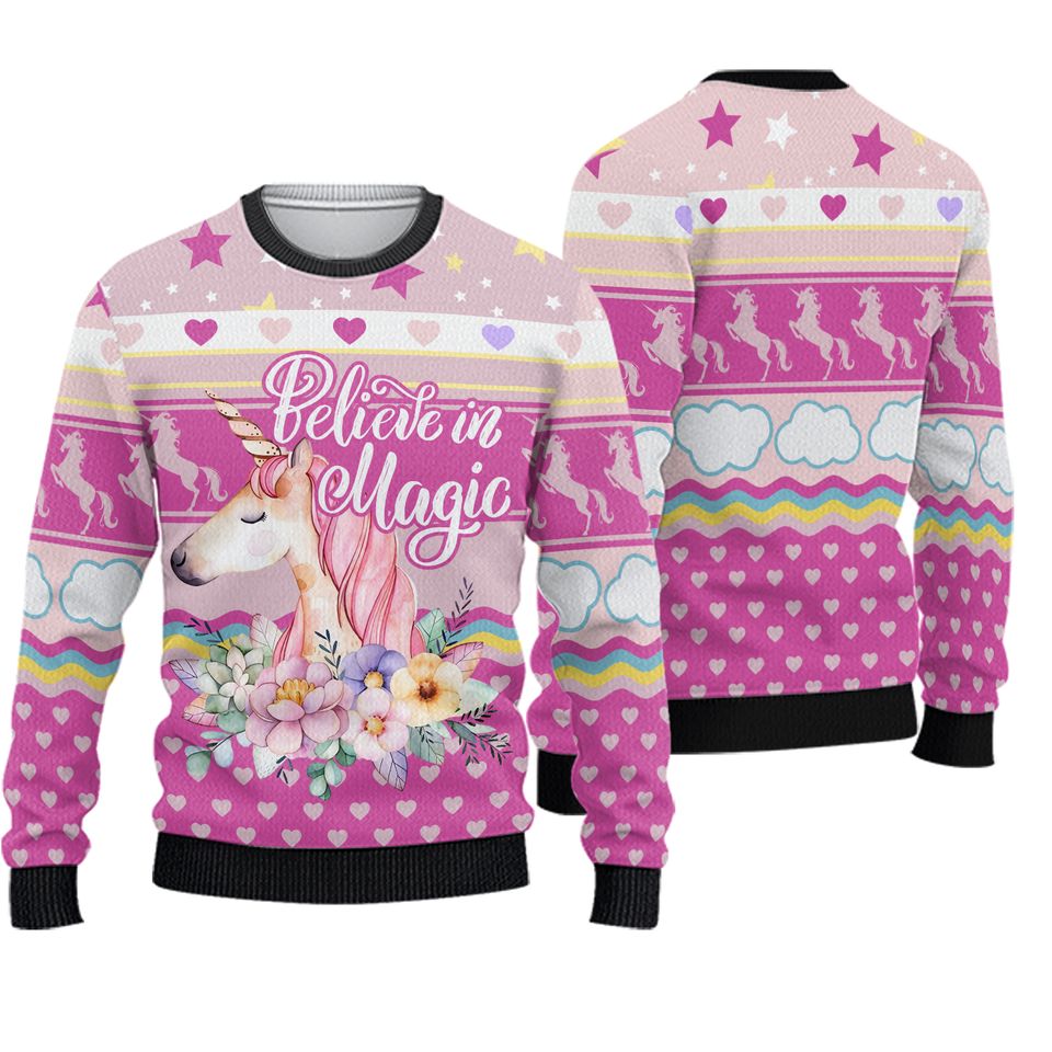 Unicorn Christmas Woman Sweater - Cute Holiday Apparel