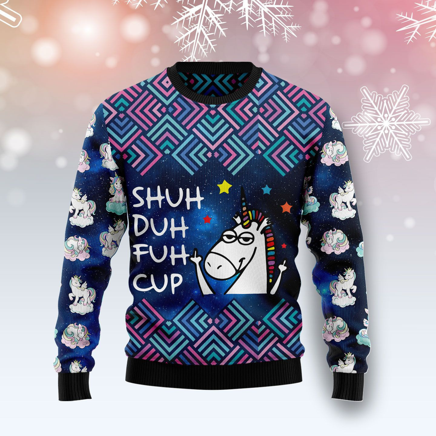 Unicorn Galaxy Cool Ugly Christmas Sweater Adult 3D Funny Matching for family
