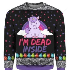 Unicorn I?M Dead Inside Ugly Christmas Sweater Adult 3D Funny Matching for family